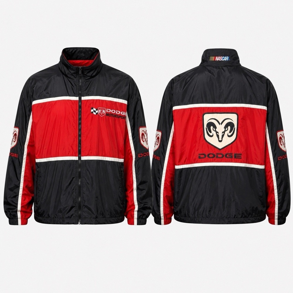 VTG Y2K Dodge Motorsports NASCAR Racing Jacket Mens M Red Black Windbreaker